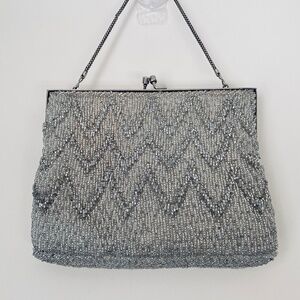 Vintage Silver Beaded Evening Clutch